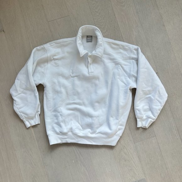 Aritzia TNA Cozy Fleece Boyfriend Polo Sweatshirt Size Large - Picture 1 of 4